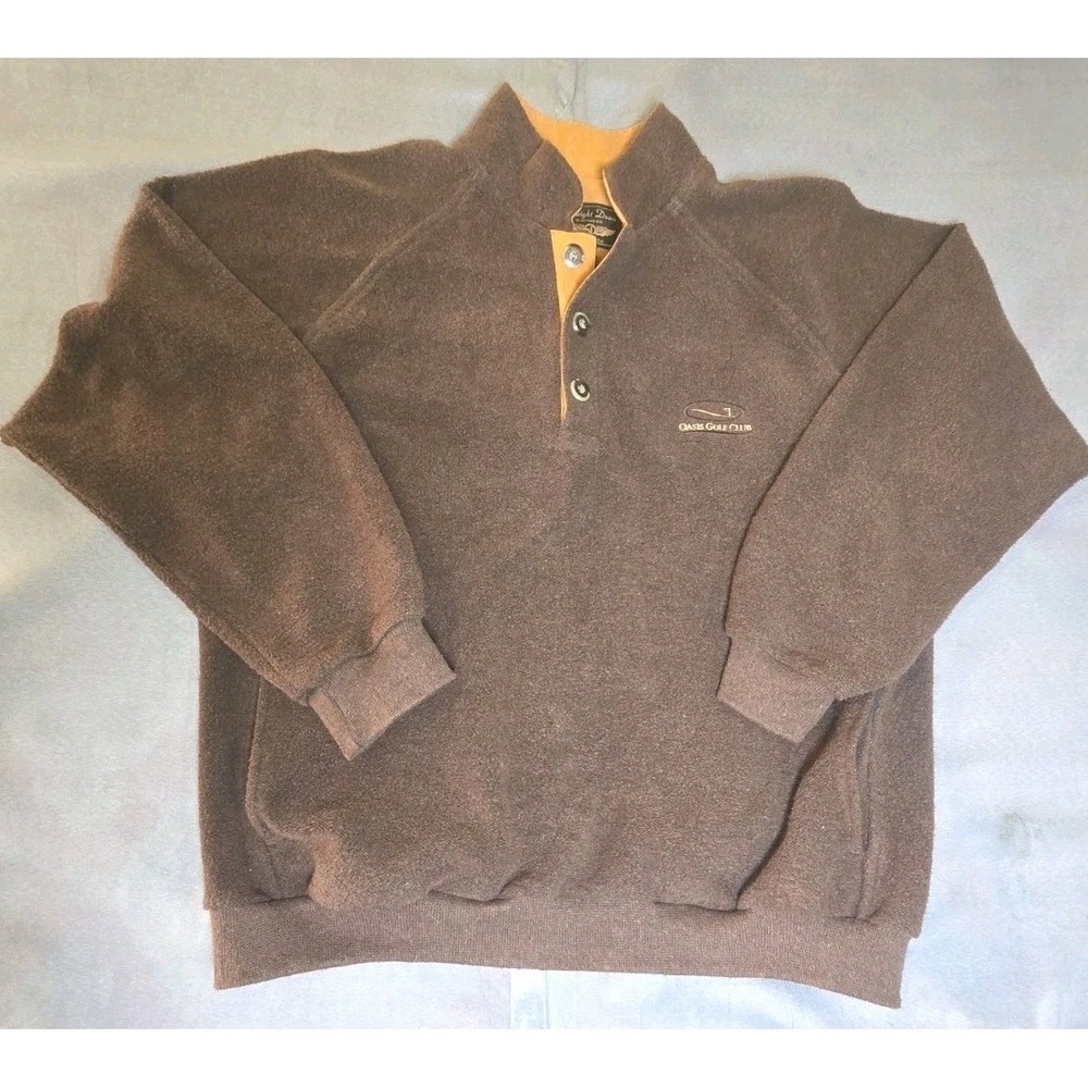 Vtg Straight Down Fleece Pullover Mens S Brown Snap Oasis Golf Club USA Made